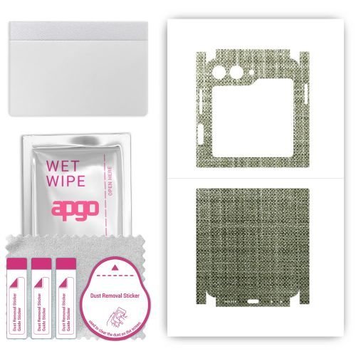 folia naklejka skórka strukturalna na TYŁ+BOKI do Samsung Galaxy Z Flip5 Retro - Tkanina Lniana - apgo SKINS