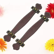 Zawiasy, okucia i inne akcesoria - Komplet 2 skórzanych uchwytów vintage do szuflad, walizek i drzwiczek szuflad (rozstaw otworów: 128 mm), kolor czerwonobrązowy. - miniaturka - grafika 1