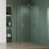 Kabiny prysznicowe - Kabina prysznicowa prostokątna dwuskrzydłowa uchylna Swing Copper 120 x 100 x 200 cm miedź szczotkowana szkło transparentne Wellneo - miniaturka - grafika 1