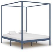 Łóżka - vidaXL Rama łóżka z baldachimem, szara, lita sosna, 160 x 200 cm - miniaturka - grafika 1