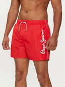 Kąpielówki męskie - Pepe Jeans Szorty kąpielowe Logo Swimshort PMB10393 Czerwony Regular Fit - miniaturka - grafika 1