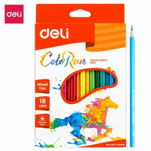 Kredki ołówkowe Deli C00110 zestaw 18 kolorów bezdrzewne - Przybory szkolne - miniaturka - grafika 1