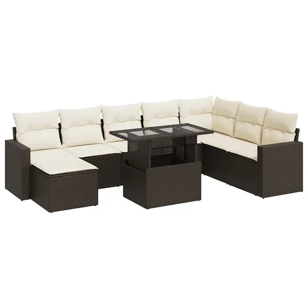 Zestaw wypoczynkowy z brązowego rattanu PE, 55-100 x 55-65,5 x 37-73 cm