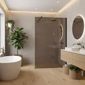 Kabiny prysznicowe - Rea Kabina prysznicowa Walk-In Rea Flexi Brown / Black 120 - miniaturka - grafika 1