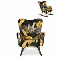 Fotele - Fotel bujany uszak skandynawski Luna Print - miniaturka - grafika 1