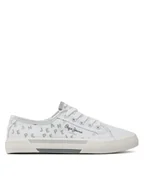 Buty dla dziewczynek - Pepe Jeans Tenisówki Brady Shine G PGS30562 Biały - miniaturka - grafika 1