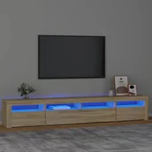 Szafki RTV - Lumarko Szafka TV z oświetleniem LED, dąb sonoma, 240x35x40 cm - miniaturka - grafika 1