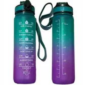 Shakery i bidony sportowe - BUTELKA NA WODĘ BIDON SPORTOWY Z MIARKĄ Z PODZIAŁKĄ NA SIŁOWNIE FITNESS 1L - miniaturka - grafika 1