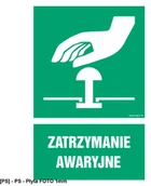 Tablice BHP - TD Systems GI005 - Zatrzymanie awaryjne 50x75 - miniaturka - grafika 1