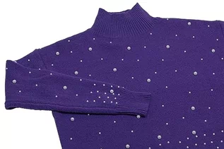Swetry damskie - faina Damski sweter z cekinami, elegancki sweter akrylowy fioletowy rozmiar XS/S, liliowy, XS - grafika 1