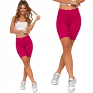 Legginsy - Moraj Prążkowane Legginsy Kolarki z Wysokim Stanem 850-013 Fuksja S/m - miniaturka - grafika 1