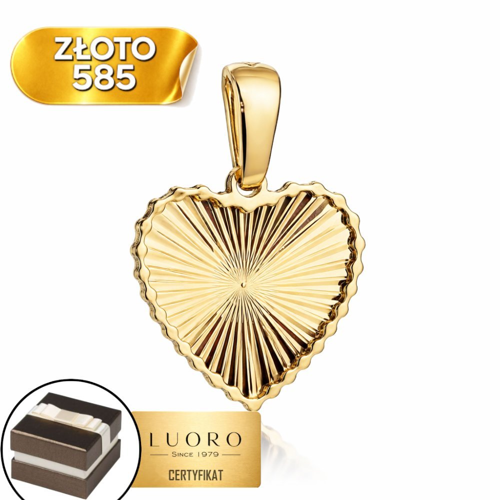 ZAWIESZKA ZŁOTA 585 14K SERCE DIAMENTOWANE 1,9 CM ELEGANCKA PRESTIŻOWA