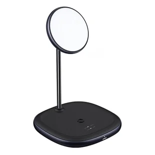 Baseus 2w1 bezprzewodowa ładowarka Qi / uchwyt magnetyczny bezprzewodowa ładowarka Qi do MagSafe 10W czarny (WXSW-C01) - Ładowarki do telefonów - miniaturka - grafika 3
