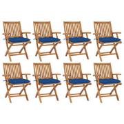 Fotele i krzesła ogrodowe - vidaXL Lumarko Składane krzesła ogrodowe z poduszkami, 8 szt., drewno tekowe! 3072802 - miniaturka - grafika 1