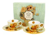 Filiżanki - Filiżanki do espresso porcelanowe ze spodkami DUO Sunflowers Vincent Van Gogh 90 ml 2 szt - miniaturka - grafika 1
