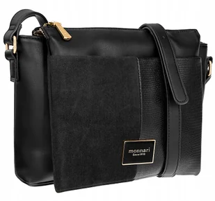 Torebka Czarna Listonoszka Monnari Logo 3 Komory Crossbody - Torebki damskie - miniaturka - grafika 1