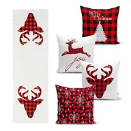 Pozostałe akcesoria świąteczne - Zestaw 4 świątecznych poszewek na poduszki i bieżnika Minimalist Cushion Covers Christmas Tartan - miniaturka - grafika 1