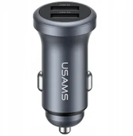 Ładowarki samochodowe - Ładowarka samochodowa USAMS CC320 Aluminium 2.4A 2xUSB-A tarnish - miniaturka - grafika 1