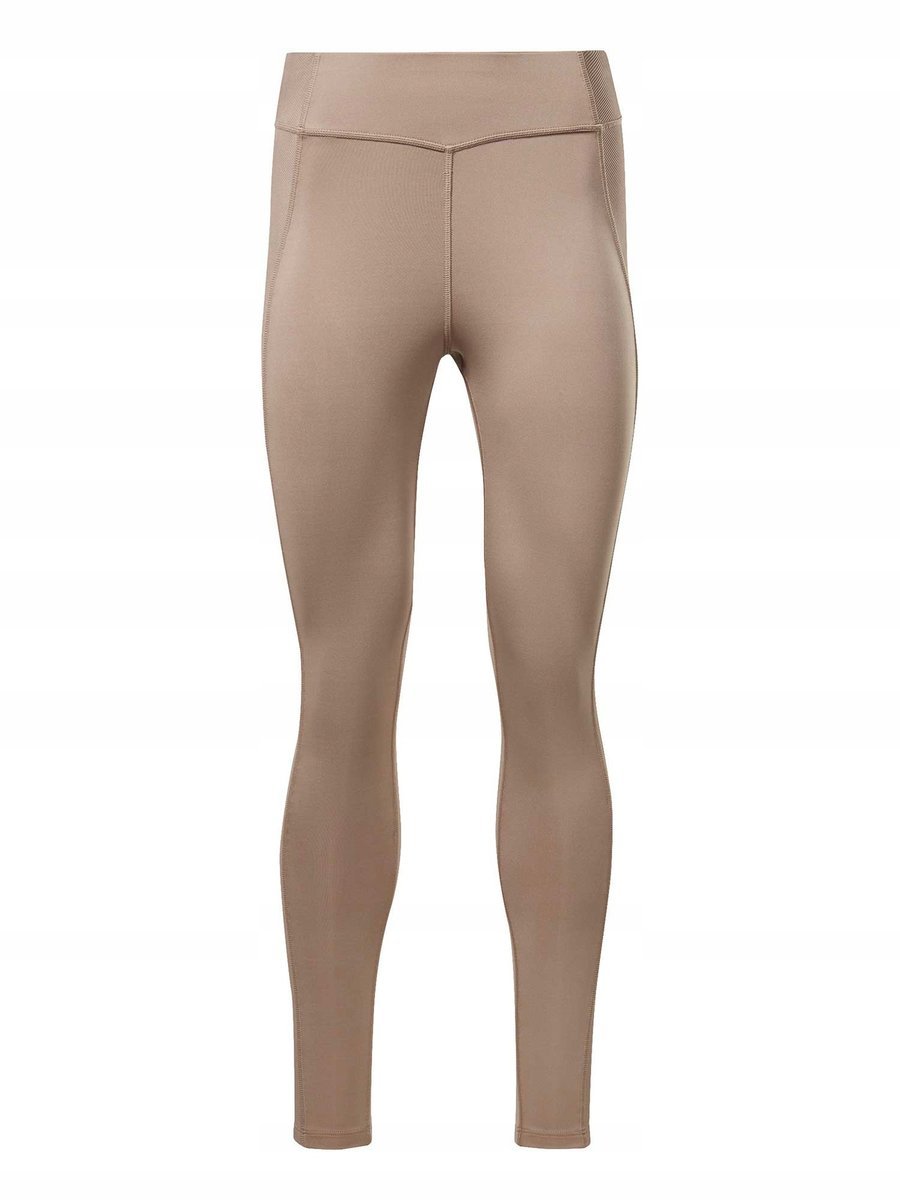 REEBOK - LEGGINSY DAMSKIE - YOGA HR RIB TIGHT HA4369 BRĄZOWY