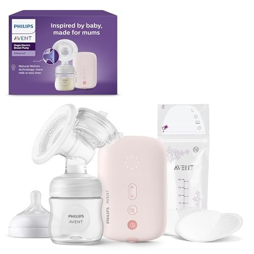 Philips Avent Pojedynczy laktator elektryczny, klasa szpitalna, taki sam rytm jak Twoje dziecko, w zestawie butelka o pojemności 125 ml i wkładki laktacyjne, model SCF395/31