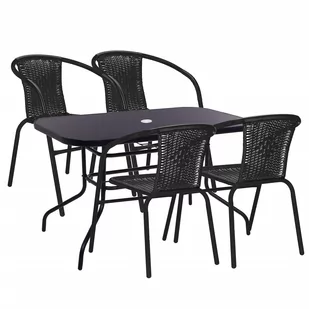 Komplet mebli ogrowowych stół 120 x 70 cm prostokątny i krzesła metalowe 4 szt. zestaw na balkon czarny - Meble ogrodowe Komplet mebli ogrowowych stół 120 x 70 cm prostokątny i krzesła metalowe 4 szt. zestaw na balkon czarny - Meble ogrodowe - miniaturka - grafika 1