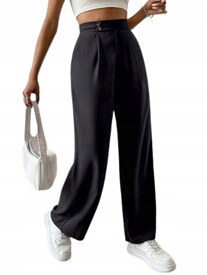 SHEIN ELEGANCKIE CZARNE GŁADKIE SPODNIE DAMSKIE XS 1CI