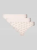 Majtki damskie - Stringi z nadrukiem z logo w zestawie 3 szt. - miniaturka - grafika 1