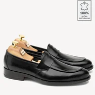 Półbuty męskie - Eleganckie skórzane loafersy Darren czarne - BRILU - miniaturka - grafika 1