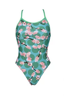 ARENA Damski strój kąpielowy Challenge Back MaxLife One Piece Swimsuit kostium kąpielowy, Polka Cherry Golf zielony/różowy, 26 - Stroje kąpielowe - miniaturka - grafika 1