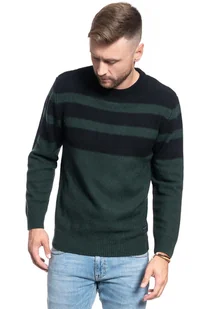 Sweter Męski Lee Striped Wool Mix Dk Bottle Green L83Llnbb-S - Swetry męskie - miniaturka - grafika 1