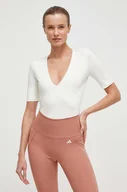 Koszulki sportowe damskie - Guess body damskie kolor beżowy - miniaturka - grafika 1