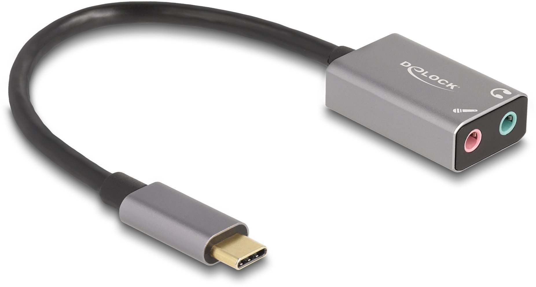 Adapter USB Delock DELOCK Zewnętrzna karta dźwiękowa USB z wtykiem Type-C na 2 x 3.5mm gniazdo Plug & Play Audio Adapter 67071