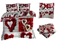 Pościel - Pościel satyna bawełniana 160x200cm I LOVE YOU z prześcieradłem 3D - miniaturka - grafika 1