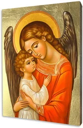 Ikona Anioł Stróż z chłopcem - prezent dla dziecka - Ikony i obrazy sakralne - miniaturka - grafika 1