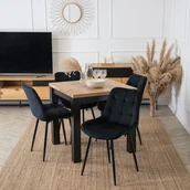 Krzesła - Krzesło Tapicerowane do Jadalni CHRIS Czarne Welurowe Nowoczesne Loft - miniaturka - grafika 1