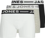 Majtki męskie - Bokserki chłopięce JACK&JONES, 3-pak - SENSE TRUNKS, bawełna stretch, logo w pasie czarny/biały/szary 128 - miniaturka - grafika 1