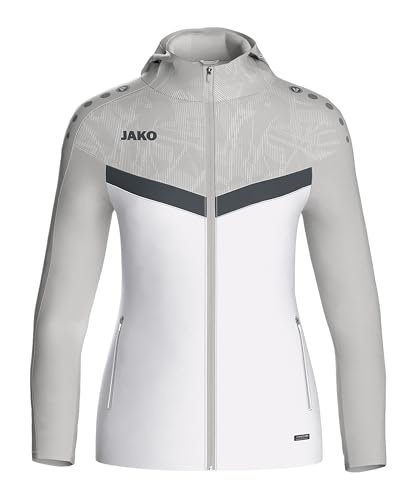 JAKO Iconic damska bluza z kapturem, zapinana na zamek błyskawiczny, wygodna bluza z funkcją Keep Dry, wykonana w 100% z poliestru pochodzącego z recyklingu