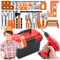 Mały majsterkowicz - NARZĘDZIA 62EL ZESTAW MAJSTERKOWICZA WARSZTAT DLA DZIECI SKRZYNKA WIERTARKA - miniaturka - grafika 1