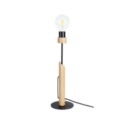 Lampy stojące - Britop Drewniana LAMPA stołowa SOLANGE 8541904 stojąca loftowa czarna drewno 8541904 - miniaturka - grafika 1