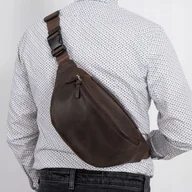 Nerki - Brązowa Nerka Męska Duża XL Skórzana Vintage Retro Cross Body Belveder NX19 - miniaturka - grafika 1