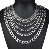 Łańcuszki - Srebrny Łańcuszek Naszyjnik Kubański 11 mm Długość 50 cm Pancerka Ze Stali - miniaturka - grafika 1