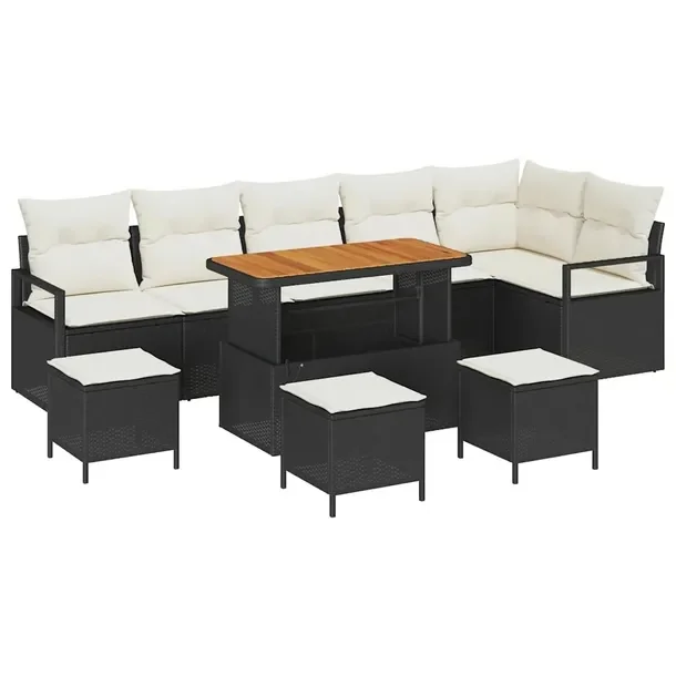 Zestaw Ogrodowy Sofa Modularna z Polirattanu, Czarny, 7 Osób