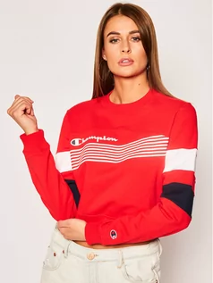 Bluzy damskie - Champion Bluza Graphic Stripe And Colour Block Cropped 112761 Czerwony Regular Fit - grafika 1