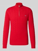 Swetry męskie - Sweter z dzianiny z wzorem warkocza - miniaturka - grafika 1