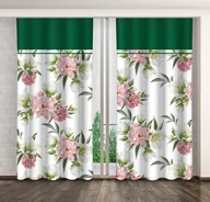 Zasłony - Zasłona Gotowa Na Żabki, 160X250, Biała W Kwiaty, Zml-012 - miniaturka - grafika 1