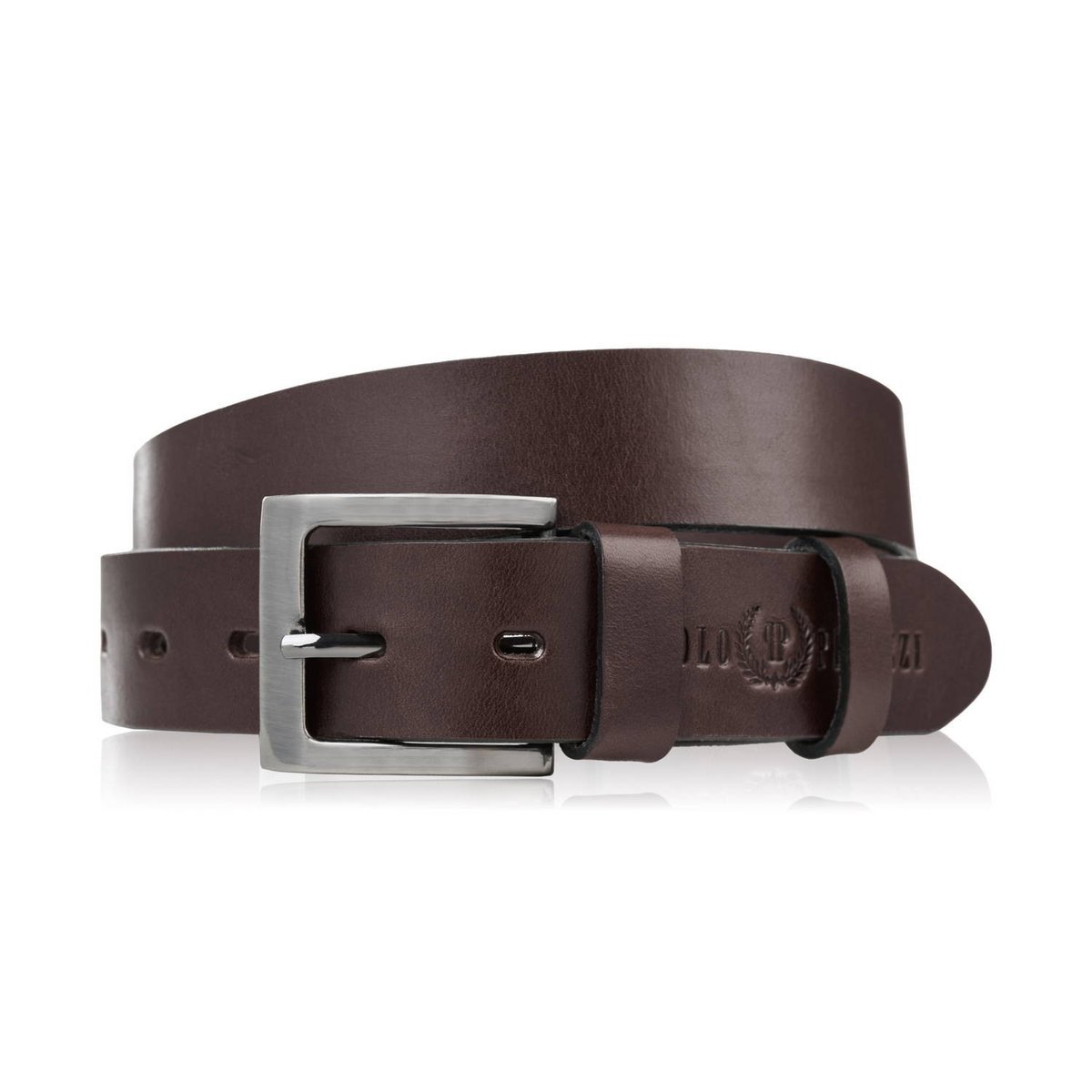 Pasek męski skórzany premium z klasyczną klamrą elegancki ciemnobrązowy 100 cm PG-10-DBR-100