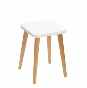 Taboret lub hocker kwadratowy ze sklejki Crystal White, Wykończenie nogi - Dąb olejowany, Wysokość [cm] - 41, Wymiar siedziska [cm] - 30x30 - Taborety i hokery - miniaturka - grafika 1