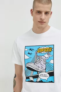 Koszulki męskie - Converse t-shirt bawełniany kolor biały z nadrukiem - grafika 1