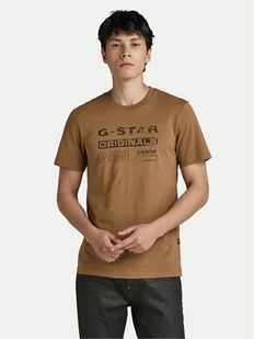 G-Star Raw T-Shirt Distressed D24420-336-7172 Brązowy Slim Fit - Koszulki męskie - miniaturka - grafika 1