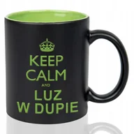 Kubki - Kubek Czarny Wnętrze Zielone KEEP CALM AND LUZ W Grawer Wiele Wzorów - miniaturka - grafika 1